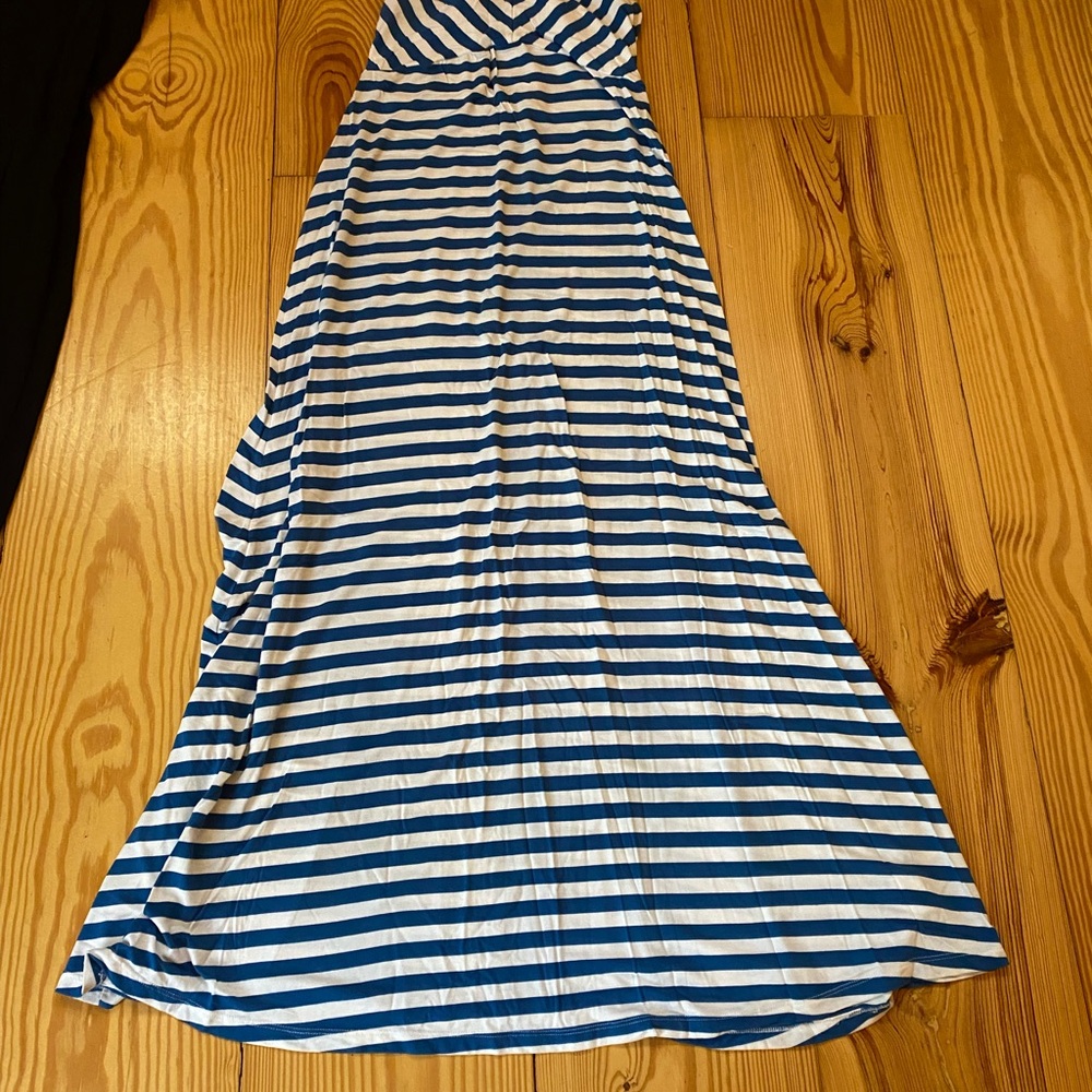 Old Navy Blue and White Striped Maxi Dress